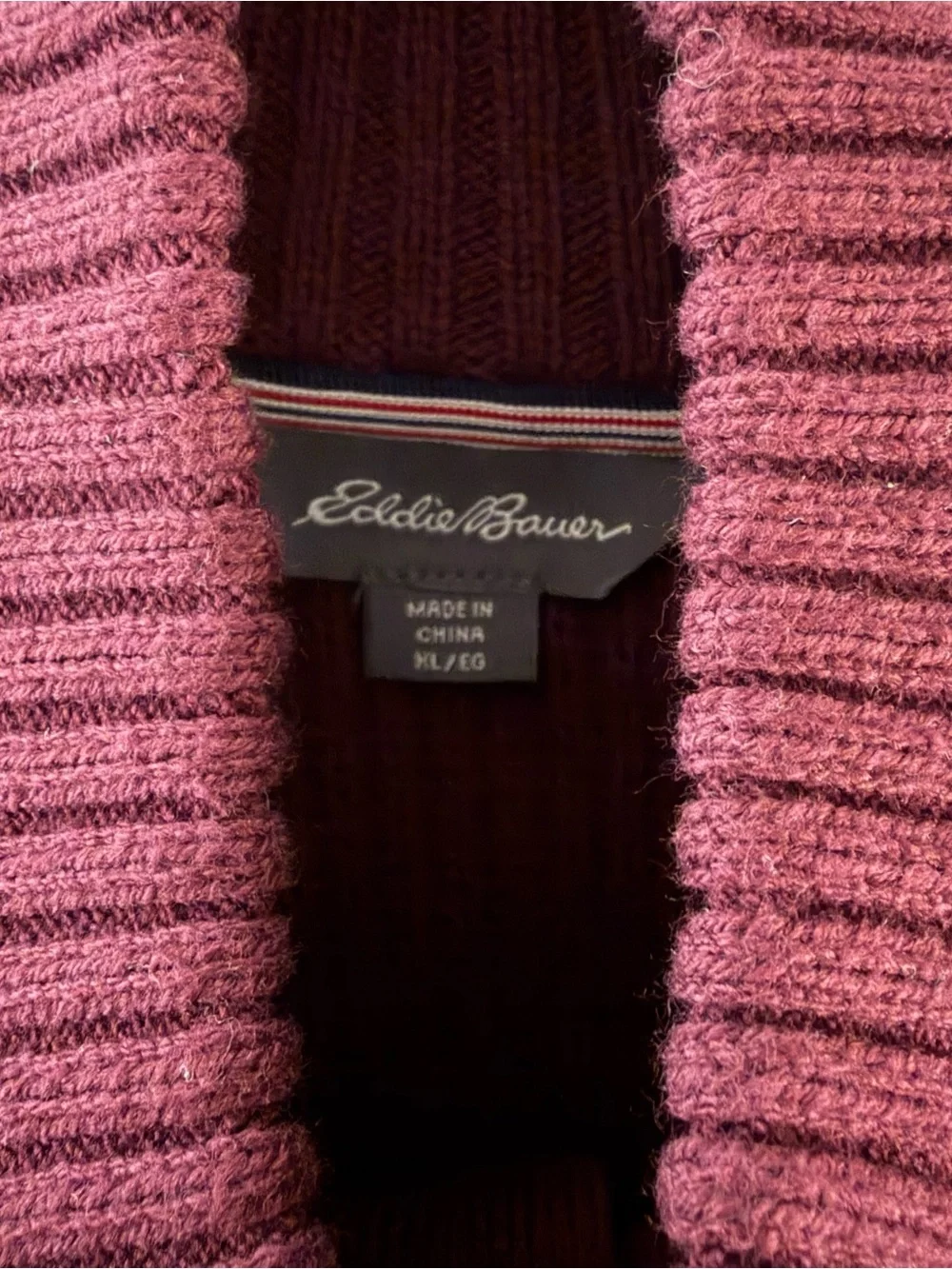 Eddie Bauer Sweater Mens Red Maroon Pullover Quarter Zip Size XL NWT